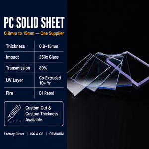Plaque solide en polycarbonate ignifuge EN 13501 B-S1 D0 4 mm transparente pour vitrage <span class=keywords><strong>de</strong></span> bâtiment commercial, isolation thermique pour lucarne - Product Image 1