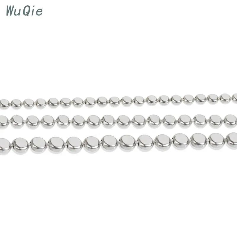 Wuqie Silver 925 Jewelry Parts Accessories Flat Beads Silver Chains Sterling Silver Necklace Findings