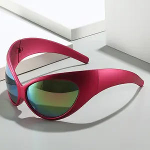 DL GLASSES Cycling Sunglasses Fashion Oversized Shades Y2K Eyewear Futuristic Wrap Around Alien Eye Glasses