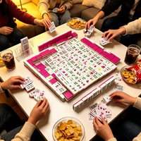 Adorable Juego de Mahjong de Acrílico con Fichas de Mahjong Americanas con Diseño de Fresa para Diversión en Despedidas de Soltera