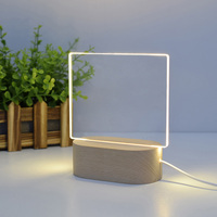 Veilleuse LED 3D en bois Romantique avec interrupteur pour la maison, la chambre d'enfant, la décoration de fête d'anniversaire