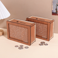 Tirelire en bois personnalisée de style roumain, boîte à monnaie avec numéro RON, cadeaux originaux, décoration d'intérieur, tirelire