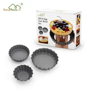 Yeni varış yapışmaz karbon çelik 3 adet yumurta Tart tavalar yeniden kullanılabilir Tartlet Cupcake pişirme kalıp kek kalıbı pişirme araçları