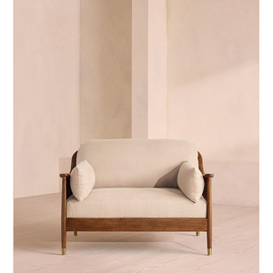 <span class=keywords><strong>Muebles</strong></span> de Ratán con Diseño de Mediados de Siglo, Fabricación ODM/OEM, Tela de Lino, <span class=keywords><strong>Muebles</strong></span> de Alta Gama para Sala de Estar, Sofá Loveseat - Product Image 1