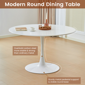 Tavolo da pranzo 40 "cerchio tulipano spesso piedistallo in metallo metà secolo moderno bistrot tavolo 6 posti 1 anno di garanzia cucina - Product Image 2