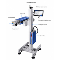 Machine de marquage laser CO2 40W 10.6 /9.3/10.2μm pour codage en vol sur verre, métal, plastique, bouteilles d'eau, canettes, marquage QR, date et lot