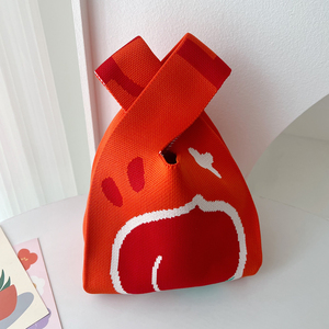 Bolsos de compras informales tejidos Bolsos de hombro de punto de manzana Bolsos de punto en stock - Product Image 3