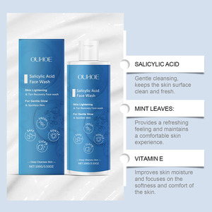 Etiqueta privada Ácido salicílico natural Lavado DE CARA Ingredientes veganos Control de aceite <span class=keywords><strong>Limpiador</strong></span> facial antiacné para grasa seca sensible - Product Image 3