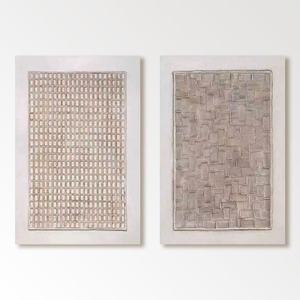 Peinture à l'huile abstraite minimaliste texturée 3D encadrée, art mural artisanal pour la décoration des couloirs d'hôtels de luxe - Product Image 2