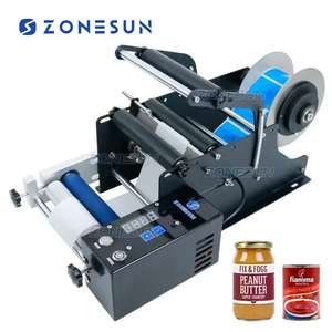 Máy dán nhãn tự động bán tự động ZONESUN để bàn nhỏ cho chai rượu, lon thiếc, lọ, chai tròn - Product Image 1