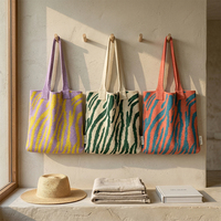Sac fourre-tout en tricot jacquard avec logo personnalisé pour femmes, sac à bandoulière esthétique de luxe avec patch en cuir de qualité supérieure et plaque en métal avec logo