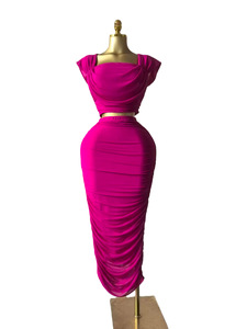 Women's Sleeveless Strapless Ruffled <b>Top</b> and Skirt 2-Piece Set Fashion - Product Image 2