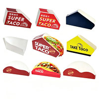 Boîte à emporter carrée en papier kraft compostable et recyclable pour tacos mexicains croustillants, avec gaufrage et estampage, qualité alimentaire