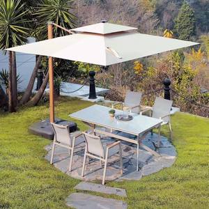 Sombrilla comercial de aluminio grande con logotipo personalizado, sombrilla de <span class=keywords><strong>patio</strong></span> de lujo para exteriores, sombrilla voladiza para hotel, jardín de nuevo diseño - Product Image 1