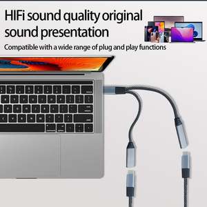 Adaptador de <span class=keywords><strong>Audio</strong></span> Digital y Carga Tipo-C 2 <span class=keywords><strong>en</strong></span> 1, Convertidor DAC que Divide un USB-C <span class=keywords><strong>en</strong></span> un Conector para Auriculares de 3.5 mm y un Puerto de Carga - Product Image 3