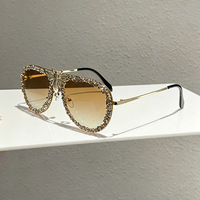 Neue Handgefertigte Diamantbesetzte Metallische Bienenförmige Sonnenbrille mit UV400-Schutz Damen-Modedesign für Outdoor-Sport