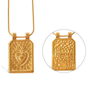 Collar de Clavícula con Perlas de Agua Dulce Chapado en Oro de 18K Estilo Francés, Colgante Cuadrado con Corazón, Joyería Elegante para Mujer para Uso Diario - Product Image 2