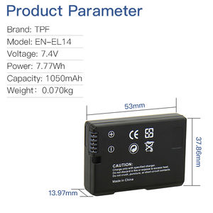 TPF EN EL14 Batterie d'appareil photo numérique EN-EL14 rechargeable pour <span class=keywords><strong>Nikon</strong></span> D5600 D5500 <span class=keywords><strong>D5100</strong></span> D5200 D3200 D3100 - Product Image 4