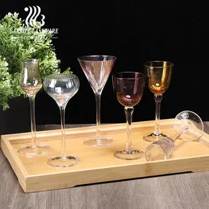 Handmade blowm low MOQ 60ml small size wine glass goblets easy clean dishwasher safe solid color champagne brandy sniffer glass