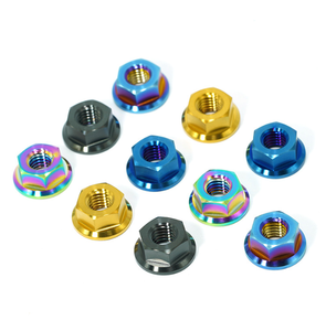 Tuercas de titanio DIN6923 M8, tuerca hexagonal con brida autoblocante para tuerca de bloqueo M6 M8 <span class=keywords><strong>M10</strong></span> Gr5 - Product Image 1