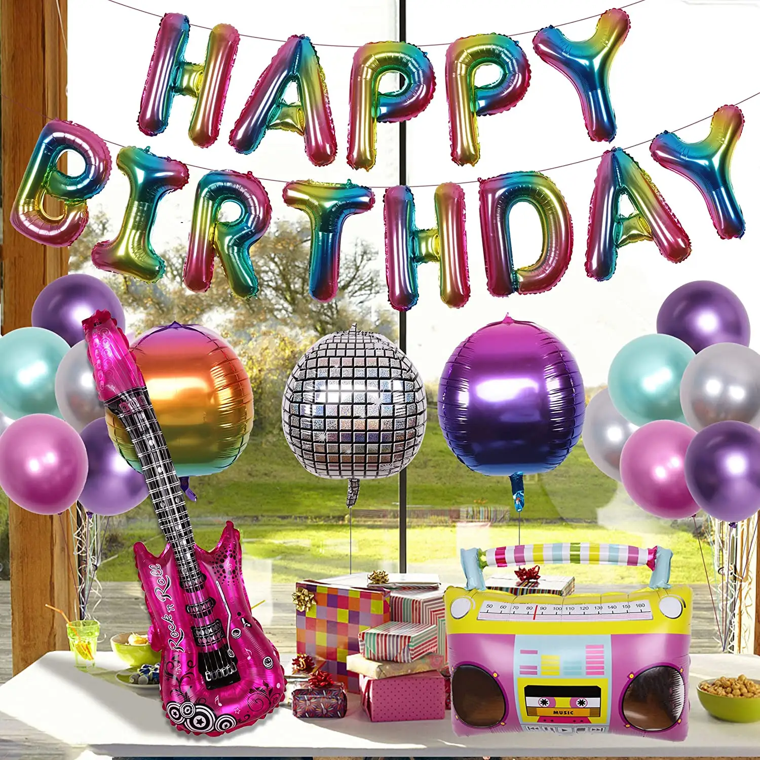 Disco Birthday Party Decorations Retro Back To The 70s 80s 90s Party Decorations Disco Dance Ball Radio Guitar Foil Balloons