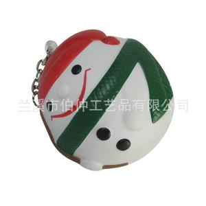 Pu Snowman Keychain White Plastic <b>Stress</b> Relief Ball Zinc Alloy <b>Ring</b> Promotional Gift - Product Image 3