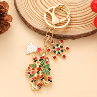 Nouvelle collection de Noël transfrontalière : Porte-clés et pendentif cloche en alliage de zinc, motif flocon de neige peint par goutte, style moderne et minimaliste