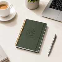 Carnet à spirales personnalisé en PU A5, logo personnalisé, 80 feuilles lignées, journal avec bande élastique, cadeau d'affaires pour le bureau