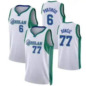 77 Luka Doncic Dallas Jersey Maverick gömlek şehir baskı beyaz spor basketbol yelek toptan #6 Porzingis giyim 202122