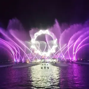 Fuente de agua flotante iluminada con láser LED Show de medios Fuente musical de agua increíble