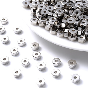 Cuentas espaciadoras CCB de 6 mm, hexagonales, con baño de diamante, de resina plástica, cuentas sueltas para la fabricación de pulseras y joyería DIY. - Product Image 1