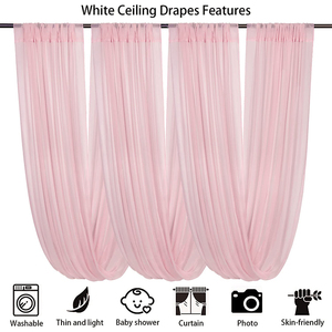Rideaux de plafond de mariage blancs pour décorations événements et fêtes-Elegant Bright White Wedding Party Supplies - Product Image 3