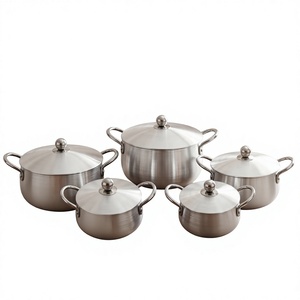 Batterie de cuisine 5 pièces en aluminium non revêtu, style chinois, pour cuisinière polyvalente, casseroles profondes à large ouverture pour mijoter et braiser – Meilleures ventes - Product Image 1