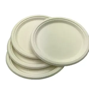 PFAS-free 7'' Sugarcane Bagasse Tableware Biodegradable Round Plates Restaurant Paper Plate