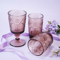 Verre à pied droit et à double structure en verre coloré, motif paon, style vintage européen, pour l'exportation transfrontalière