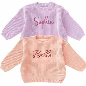 Sweat-shirt à col rond respirant en coton pour enfants, cadeau personnalisé pour baby shower ou baptême - Product Image 1