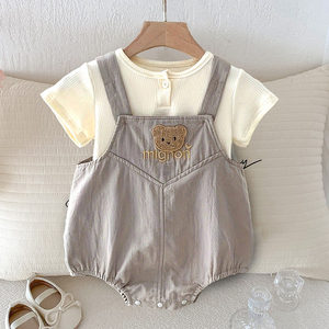 Venta al por mayor bebé verano luz, transpirable, de manga corta, Linda y fresca pequeña flor bordada Hali vestido de una pieza - Product Image 3