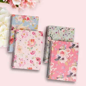 Venta al por mayor a granel barato encuadernación oro espirales A5 Rosa diario cuadernos personalizado Tapa dura cuaderno para niñas cuaderno en espiral