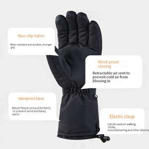 Gants de ski chauffants électriques à batterie rechargeable Mitaines de snowboard à 3 doigts avec écran tactile pour une utilisation sportive - Product Image 4