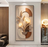 Peinture décorative moderne de luxe léger pour couloir, avec cadre doré, design abstrait, art mural pour la maison