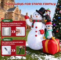 Bonhomme de neige gonflable de Noël de 6 pieds avec pingouins, bonhomme de neige gonflable de Noël avec chapeau magique et lumières LED rotatives pour décoration
