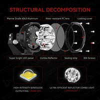 Feux de conduite LED ambrés de 5 pouces pour montant A, pour Jeep Wrangler, Bronco, Tacoma, Ranger, Hilux, voiture, camion, UTV, tout-terrain, 4x4