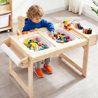 Ensemble table et chaises en bois pour enfants, bureau de jeu avec blocs de construction, jouet éducatif multifonctionnel, mobilier d'activités