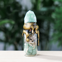 Bouteille à Vœux DIY Faite à la Main en Cristal Naturel, Décoration avec Éclats de Pierres Arc-en-ciel, Flacon de Rituel de Recharge, Artisanat Sorcier, Méditation Spirituelle