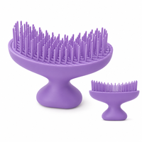 Peigne démêlant et massant 2-en-1 en silicone pour animaux, avec logo personnalisé, pour bain et toilettage, chiens et chats, 9,1x5,2cm, poils doux, vente en gros