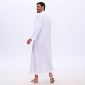 Thobe Musulmano di Alta Qualità in Poliestere Bianco, Design Kurta Pajama, Abbigliamento Islamico Arabo <span class=keywords><strong>da</strong></span> <span class=keywords><strong>Uomo</strong></span>, Marca OEM dal Guangdong - Product Image 5