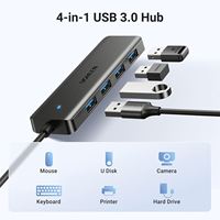 UGREEN USB 3,0 Hub, 4 puertos USB a Splitter Ultra-Slim USB Expander para ratón, teclado, unidad flash, disco U, impresora