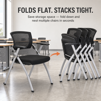 Chaise d'étude pliable pour étudiants avec dossier en maille respirante et siège rembourré, chaise de classe ergonomique empilable pour la maison et le bureau