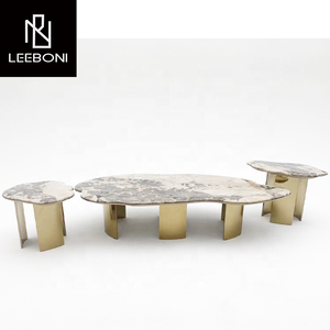 Juego de mesa de <span class=keywords><strong>centro</strong></span> superior de mármol con patas de acero inoxidable de lujo para el hogar <span class=keywords><strong>Leon</strong></span> de alta calidad, mesa de <span class=keywords><strong>centro</strong></span> nórdica Irregular - Product Image 4