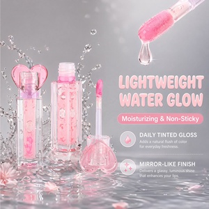 Huile à lèvres hydratante naturelle et végane, teinte fruitée, en tube cœur rose mignon, pour maquillage des lèvres, en vrac, avec logo personnalisé, marque privée, pour usine - Product Image 1
